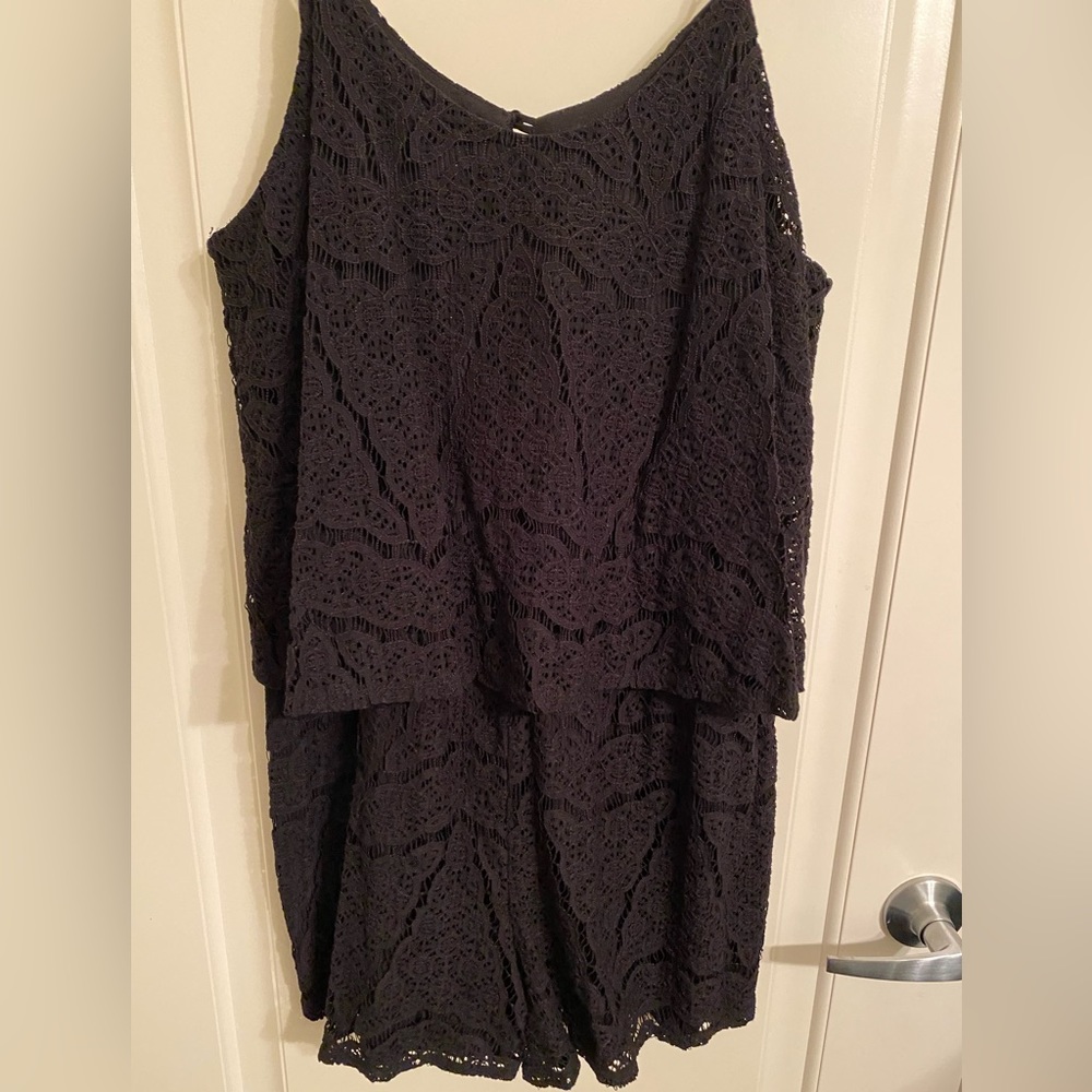 Mossimo Black crochet romper. Size M.